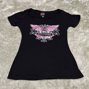 Y2K Black & Pink Harley tee.